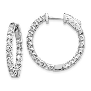 14k White Gold (Holds 40-2.3mm Round) In/Out Hoop w/Safety Clasp Earring Mountings