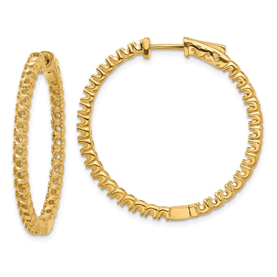14k (Holds 66-2.3mm Round) In/Out Hoop w/Safety Clasp Earring Mountings