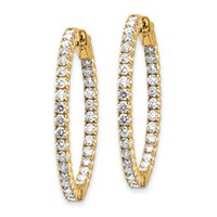 14K Yellow Gold 3.3 Carat Diamond Round in Out Hoop Earrings with Safety Clasp view 2