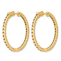 14K Yellow Gold 3.3 Carat Diamond Round in Out Hoop Earrings with Safety Clasp view 5