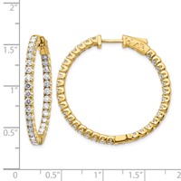 14K Yellow Gold 3.3 Carat Diamond Round in Out Hoop Earrings with Safety Clasp view 3