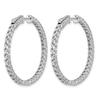 14K White Gold 3.33 Carat Lab Grown Dia VS SI+ G+ Round in and Out Safety Clasp Hoop Earrings view 4