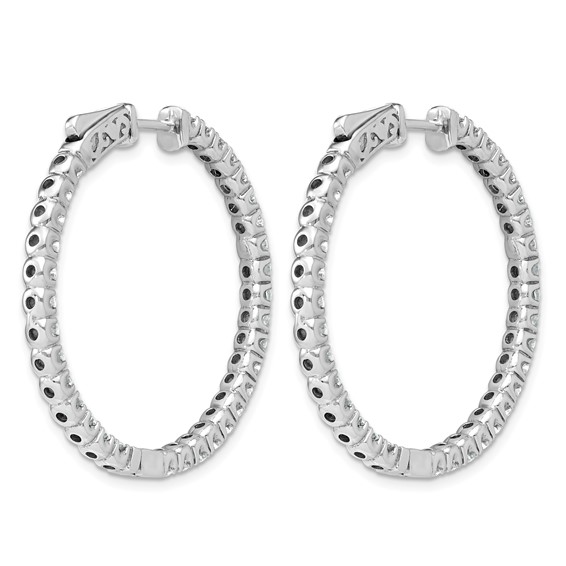 14k White Gold (Holds 66-2.3mm Round) In/Out Hoop w/Safety Clasp Earring Mountings