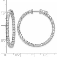 14K White Gold 3.33 Carat Lab Grown Dia VS SI+ G+ Round in and Out Safety Clasp Hoop Earrings view 5