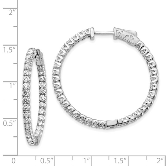 14k White Gold (Holds 66-2.3mm Round) In/Out Hoop w/Safety Clasp Earring Mountings