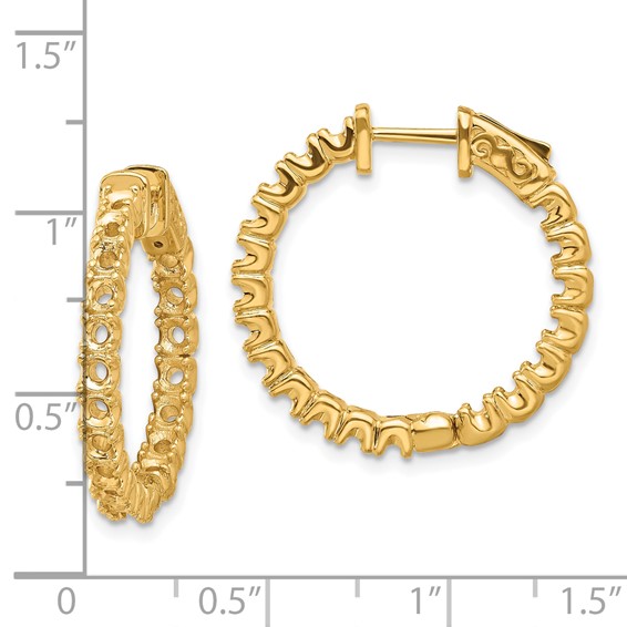 14k (Holds 38-2.6mm Round) In/Out Hoop w/Safety Clasp Earring Mountings