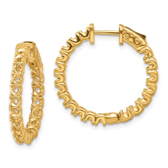 14k (Holds 38-2.6mm Round) In/Out Hoop w/Safety Clasp Earring Mountings