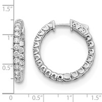 14K White Gold 2.6 Carat Diamond Round in Out Hoop Earrings with Safety Clasp view 2