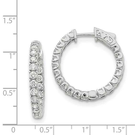 14k White Gold (Holds 38-2.6mm Round) In/Out Hoop w/Safety Clasp Earring Mountings