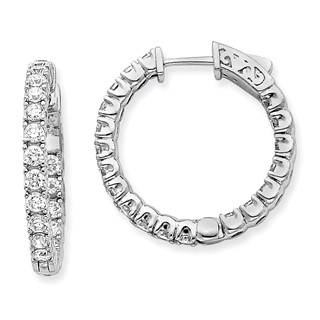 14k White Gold (Holds 38-2.6mm Round) In/Out Hoop w/Safety Clasp Earring Mountings