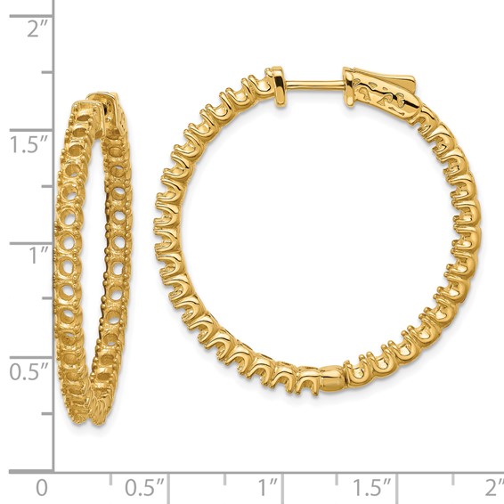 14k (Holds 62-2.6mm Round) In/Out Hoop w/Safety Clasp Earring Mountings