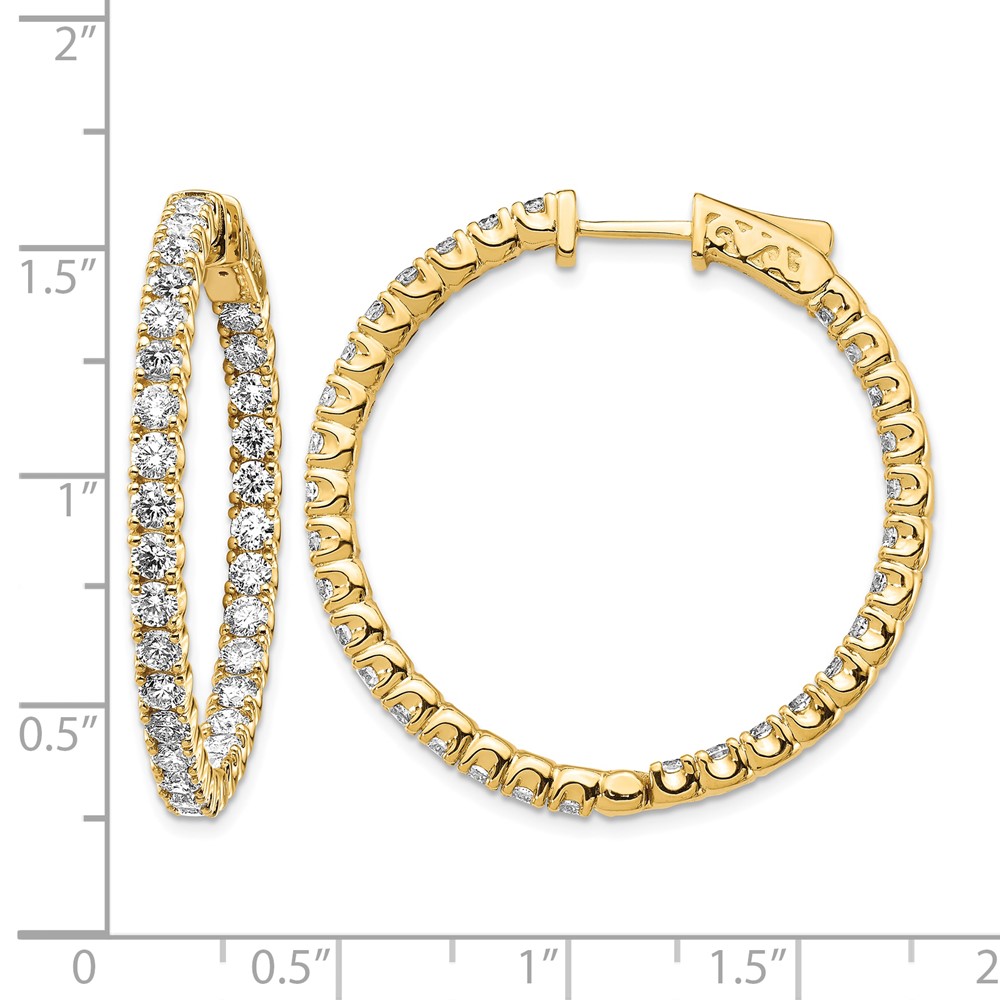 14k Diamond Round Hoop w/Safety Clasp Earrings (XE2015AA)