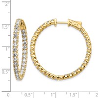 14K 4.3 Carat Diamond Round in Out Hoop W Safety Clasp Earrings view 2
