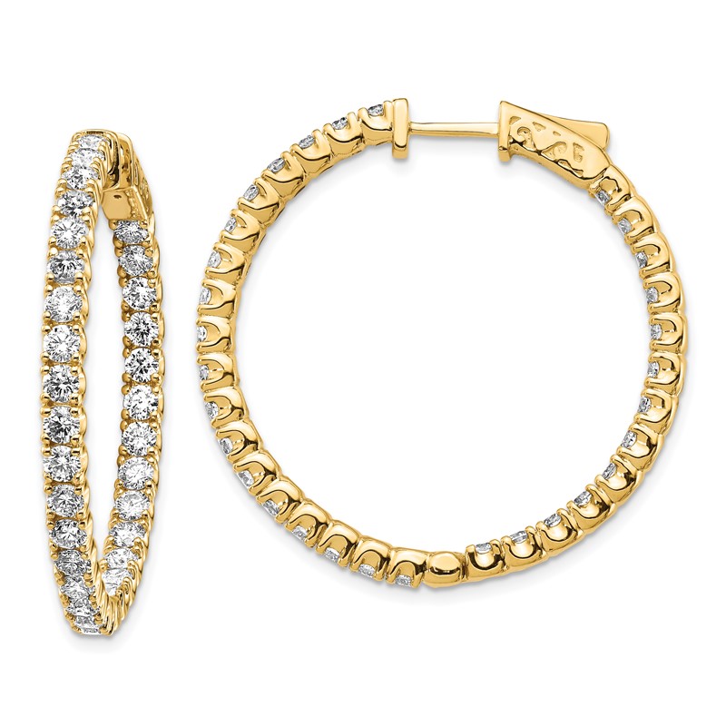 True Origin 14k 4 1/3 carat Lab Grown Diamond VS DEF Patented Safety Clasp In and Out Hoop Earrings