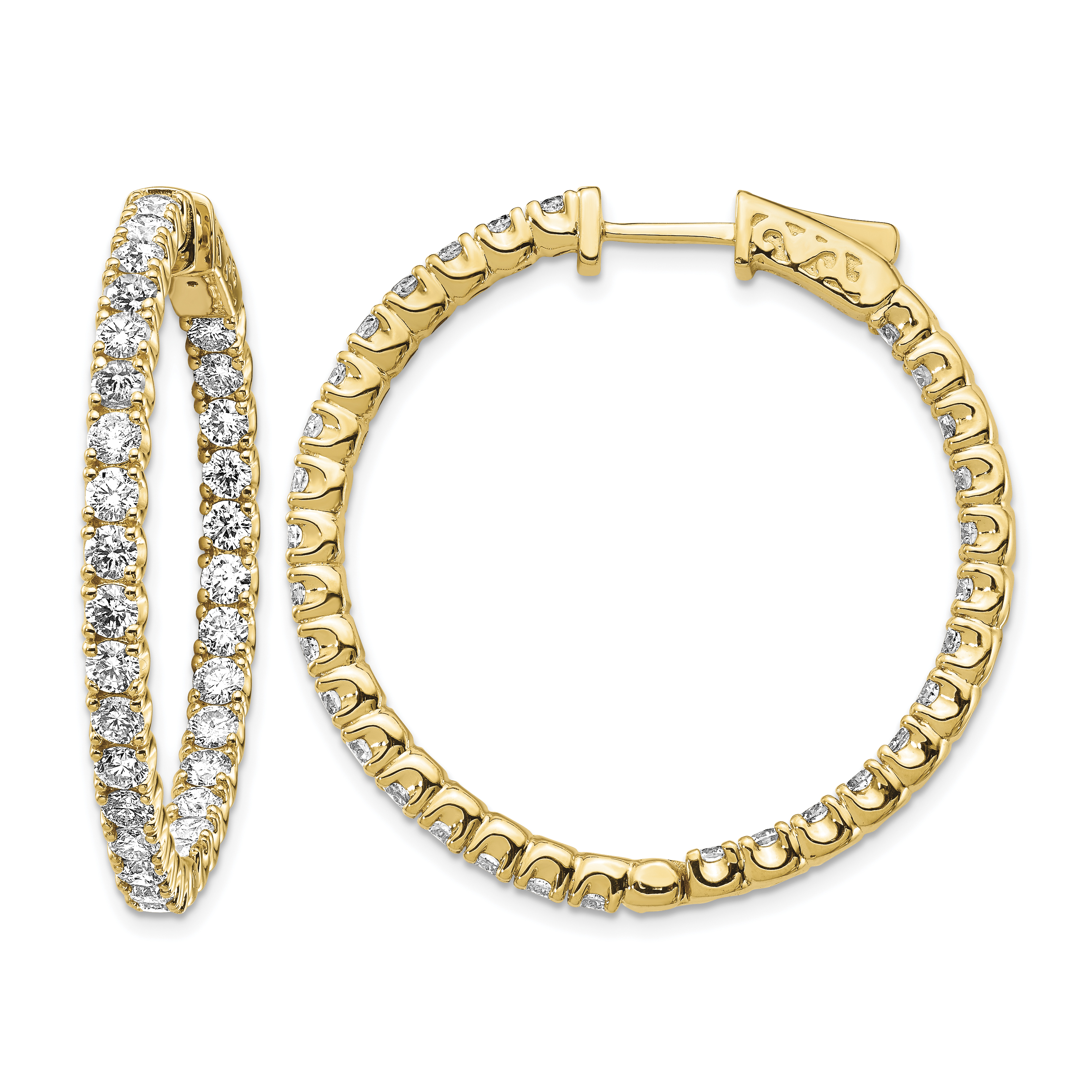 14k Diamond Round Hoop w/Safety Clasp Earrings (XE2015AA)
