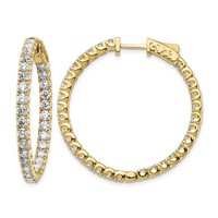 14K 4.3 Carat Diamond Round in Out Hoop W Safety Clasp Earrings view 1