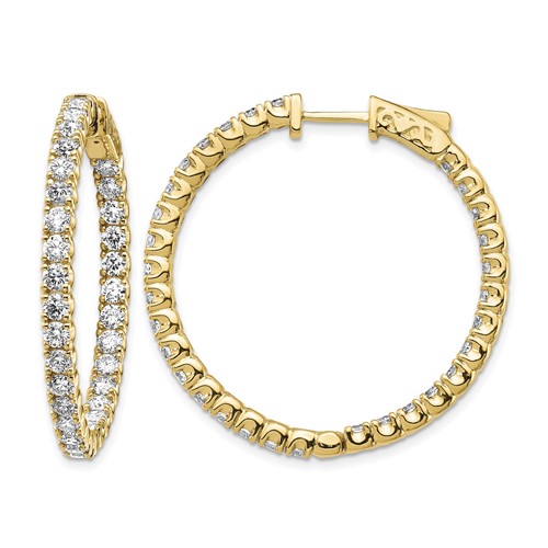 14k 4.3 carat Diamond Round In/Out Hoop w/Safety Clasp Earrings