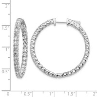 True Origin 14K White Gold 4.33 Carat Lab Grown Diamond VS+ F+ Complet in and Out Hoop Earrings view 2