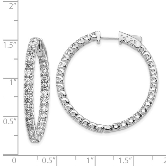 14k White Gold (Holds 62-2.6mm Round) In/Out Hoop w/Safety Clasp Earring Mountings