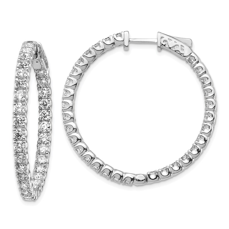 True Origin 14k White Gold 4 1/3 carat Lab Grown Diamond VS DEF Patented Safety Clasp In and Out Hoop Earrings