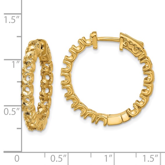 14k (Holds 30-2.9mm Round) In/Out Hoop w/Safety Clasp Earring Mountings