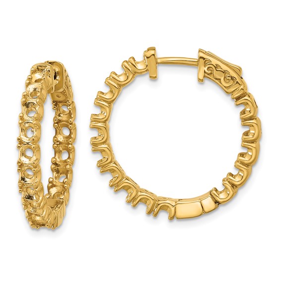 14k (Holds 30-2.9mm Round) In/Out Hoop w/Safety Clasp Earring Mountings