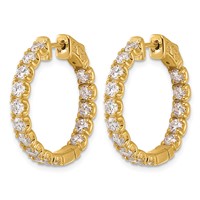 True Origin 14K Yellow Gold 2.75 Carat Lab Grown Diamond VS+ F+ Complet in and Out Hoop Earrings view 2
