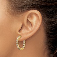 True Origin 14K Yellow Gold 2.75 Carat Lab Grown Diamond VS+ F+ Complet in and Out Hoop Earrings view 5