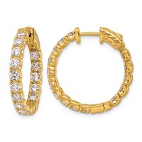 True Origin 14K Yellow Gold 2.75 Carat Lab Grown Diamond VS+ F+ Complet in and Out Hoop Earrings view 1