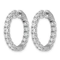 True Origin 14K White Gold 2.75 Carat Lab Grown Diamond VS+ F+ Complet in and Out Hoop Earrings view 2