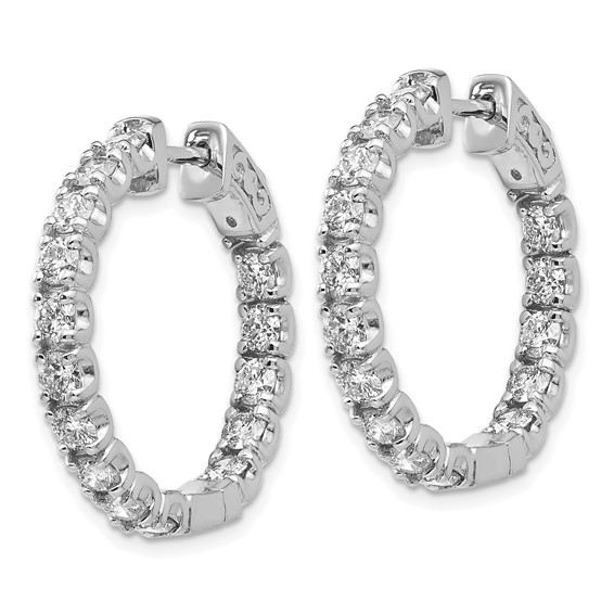 14k White Gold (Holds 30-2.9mm Round) In/Out Hoop w/Safety Clasp Earring Mountings