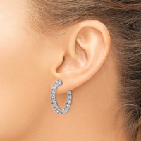 True Origin 14K White Gold 2.75 Carat Lab Grown Diamond VS+ F+ Complet in and Out Hoop Earrings view 5