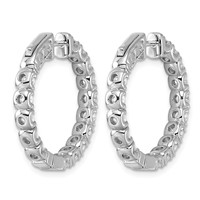 True Origin 14K White Gold 2.75 Carat Lab Grown Diamond VS+ F+ Complet in and Out Hoop Earrings view 4