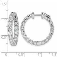 14K White Gold 2.75 Carat AA Diamond Round in Out Hoop Earrings with Safety Clasp view 5