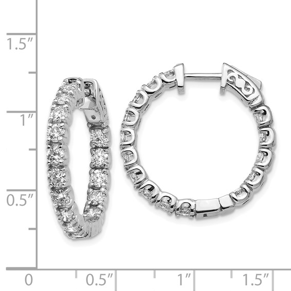 14k White Gold (Holds 30-2.9mm Round) In/Out Hoop w/Safety Clasp Earring Mountings