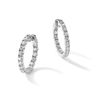 14K White Gold 3 Carat Lab Grown Dia VS SI+ G+ Round in and Out Safety Clasp Hoop Earrings view 5