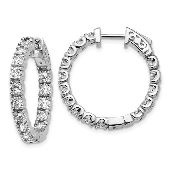 14k White Gold (Holds 30-2.9mm Round) In/Out Hoop w/Safety Clasp Earring Mountings