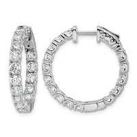 True Origin 14K White Gold 2.75 Carat Lab Grown Diamond VS+ F+ Complet in and Out Hoop Earrings view 1