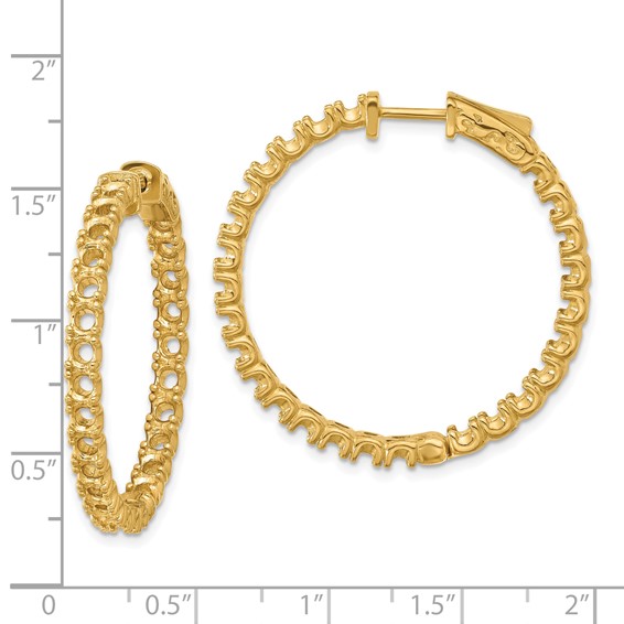 14k (Holds 52-2.9mm Round) In/Out Hoop with Safety Clasp Earring Mountings