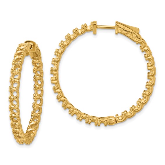 14k (Holds 52-2.9mm Round) In/Out Hoop with Safety Clasp Earring Mountings