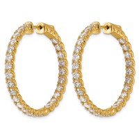 True Origin 14K Yellow Gold 4.88 Carat Lab Grown Diamond VS+ F+ Complet in and Out Hoop Earrings view 2