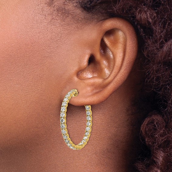 Grande Lab Grown Diamond Round Hoop Earrings with Safety Clasps