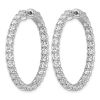 True Origin 14K White Gold 4.88 Carat Lab Grown Diamond VS+ F+ Complet in and Out Hoop Earrings view 2