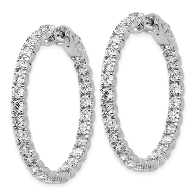 True Origin 14k White Gold 4 7/8 carat Lab Grown Diamond VS DEF Patented Safety Clasp In and Out Hoop Earrings
