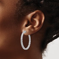 True Origin 14K White Gold 4.88 Carat Lab Grown Diamond VS+ F+ Complet in and Out Hoop Earrings view 5