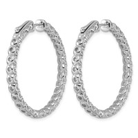 True Origin 14K White Gold 4.88 Carat Lab Grown Diamond VS+ F+ Complet in and Out Hoop Earrings view 4
