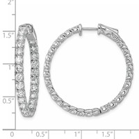 14K White Gold 4.8 Carat AA Diamond Round in Out Hoop Earrings with Safety Clasp view 5