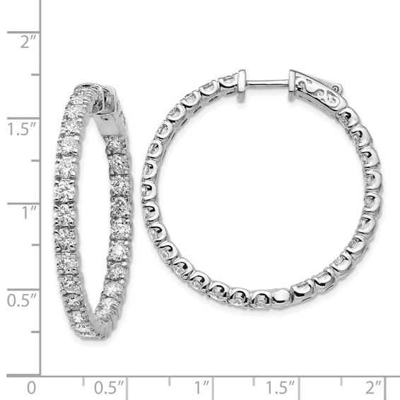 14k White Gold (Holds 52-2.9mm Round) In/Out Hoop with Safety Clasp Earring Mountings