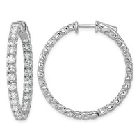 True Origin 14K White Gold 4.88 Carat Lab Grown Diamond VS+ F+ Complet in and Out Hoop Earrings view 1