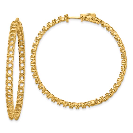 14k (Holds 78-2.9mm Round) In/Out Hoop w/Safety Clasp Earring Mountings